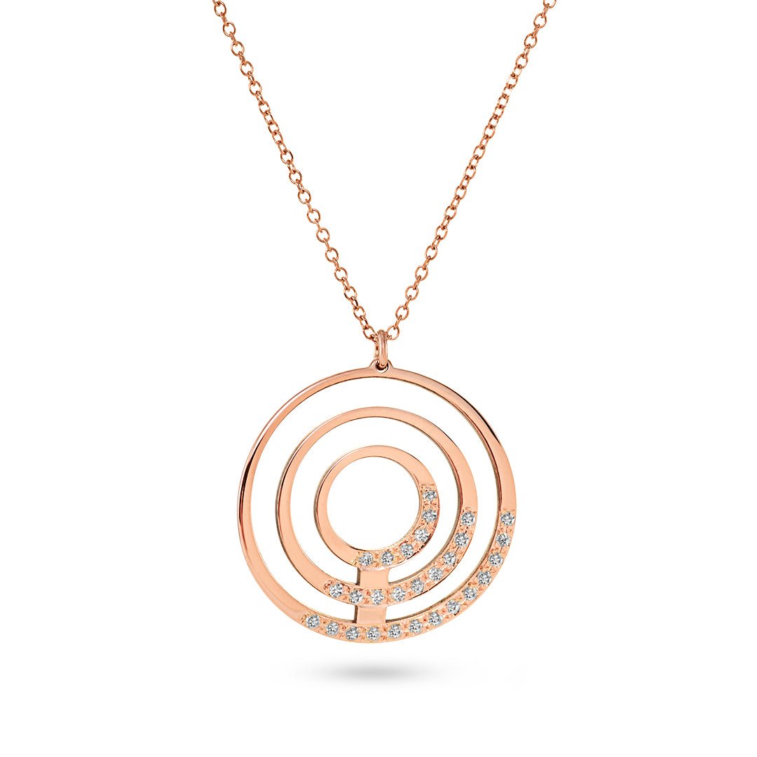 Rose Gold & Diamond Circles Pendant - Dracakis Jewellers