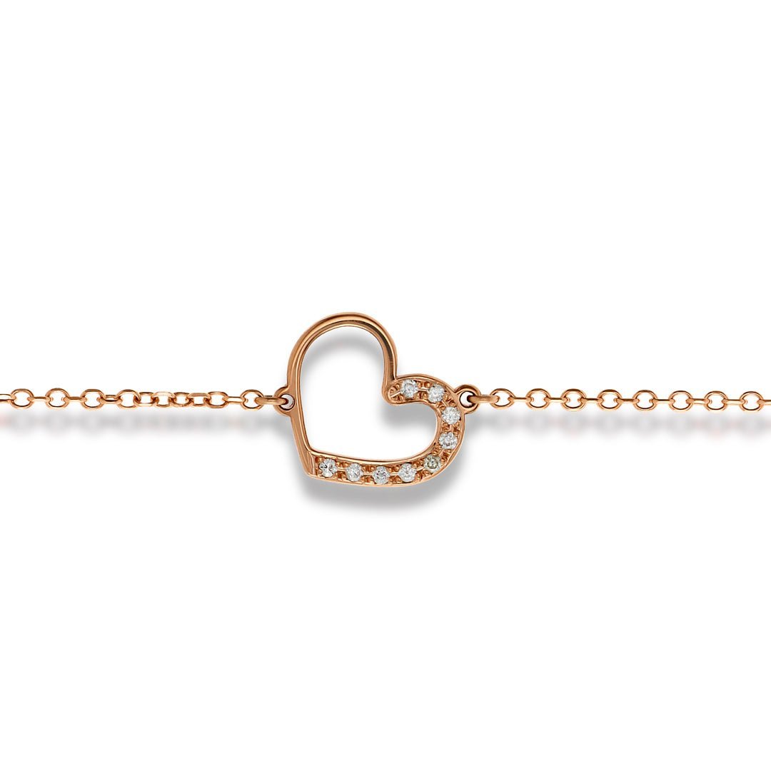 Rose Gold & Diamond Heart Bracelet - Dracakis Jewellers