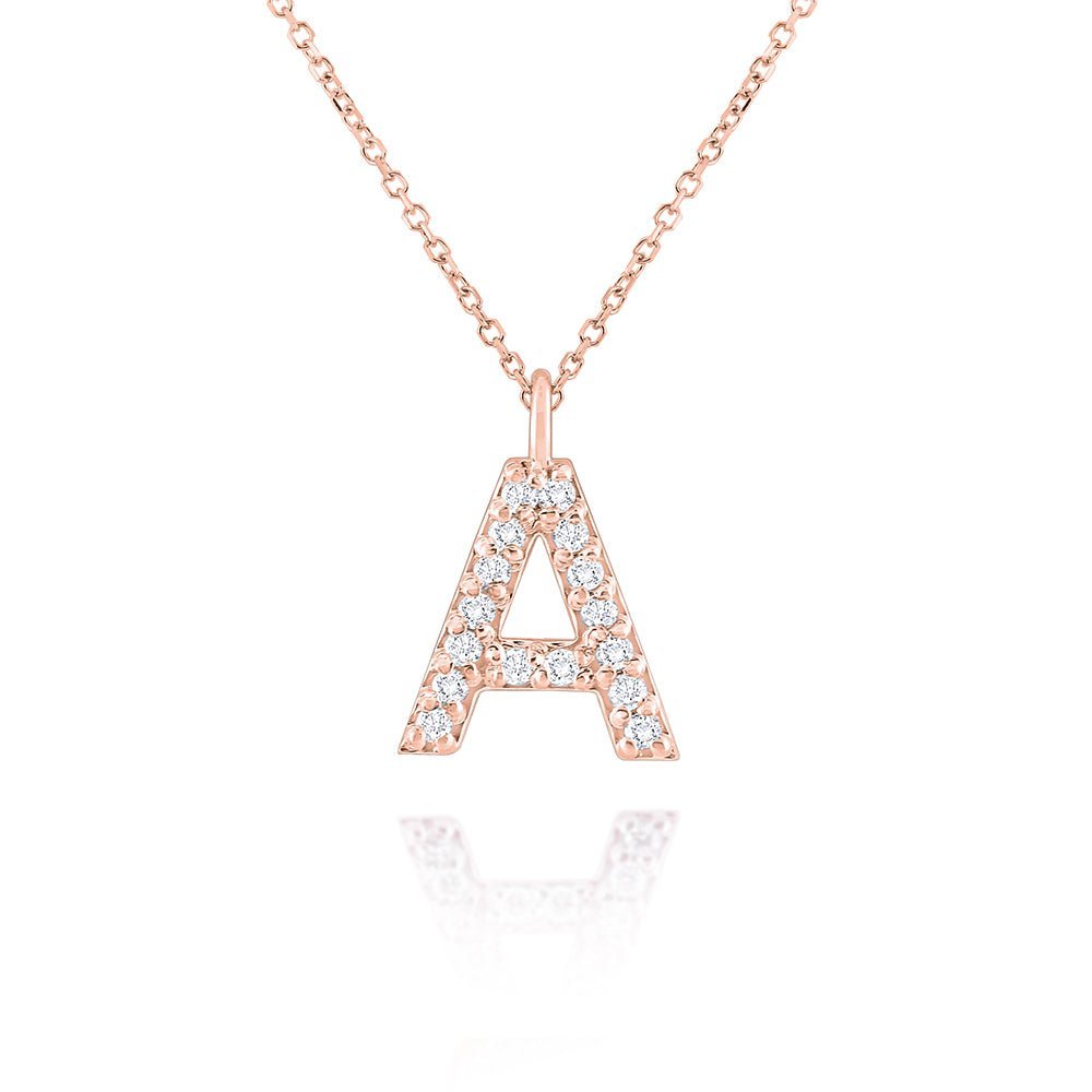 Rose Gold Diamond Initial Pendant Dracakis Jewellers