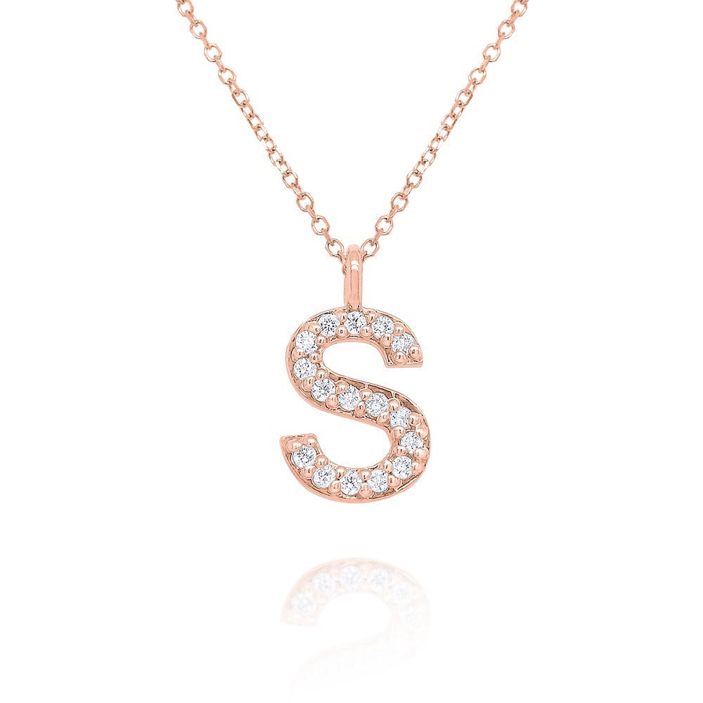 Rose Gold & Diamond Initial Necklace - Dracakis Jewellers