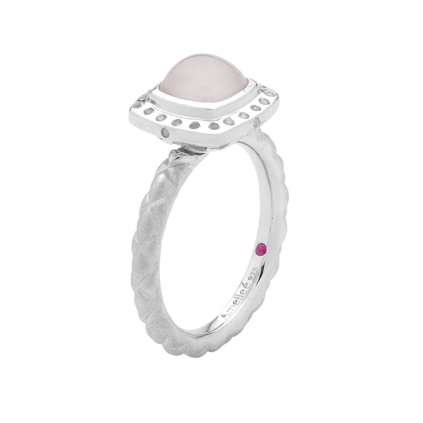 Rose Quartz, White Topaz & Silver Dress Ring - Dracakis Jewellers