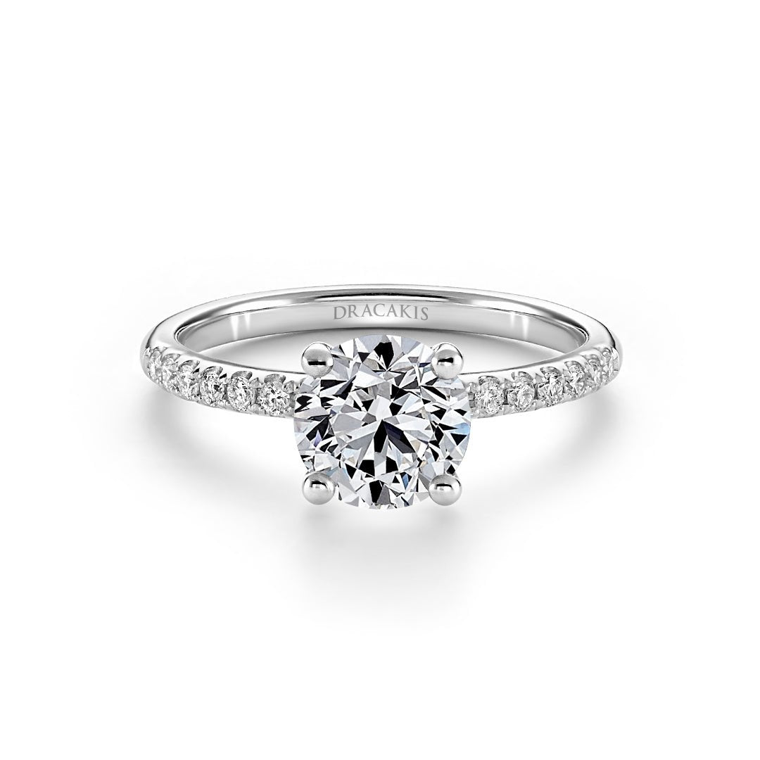 Round Brilliant Cut Diamond Engagement Ring With Hidden Halo - Dracakis ...