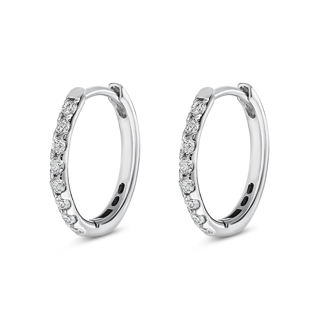 Round Brilliant Cut Diamond Hoop Earrings (0.36ct) - Dracakis Jewellers