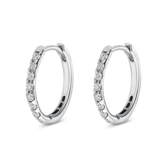 Round Brilliant Cut Diamond Hoop Earrings (0.36ct) - Dracakis Jewellers