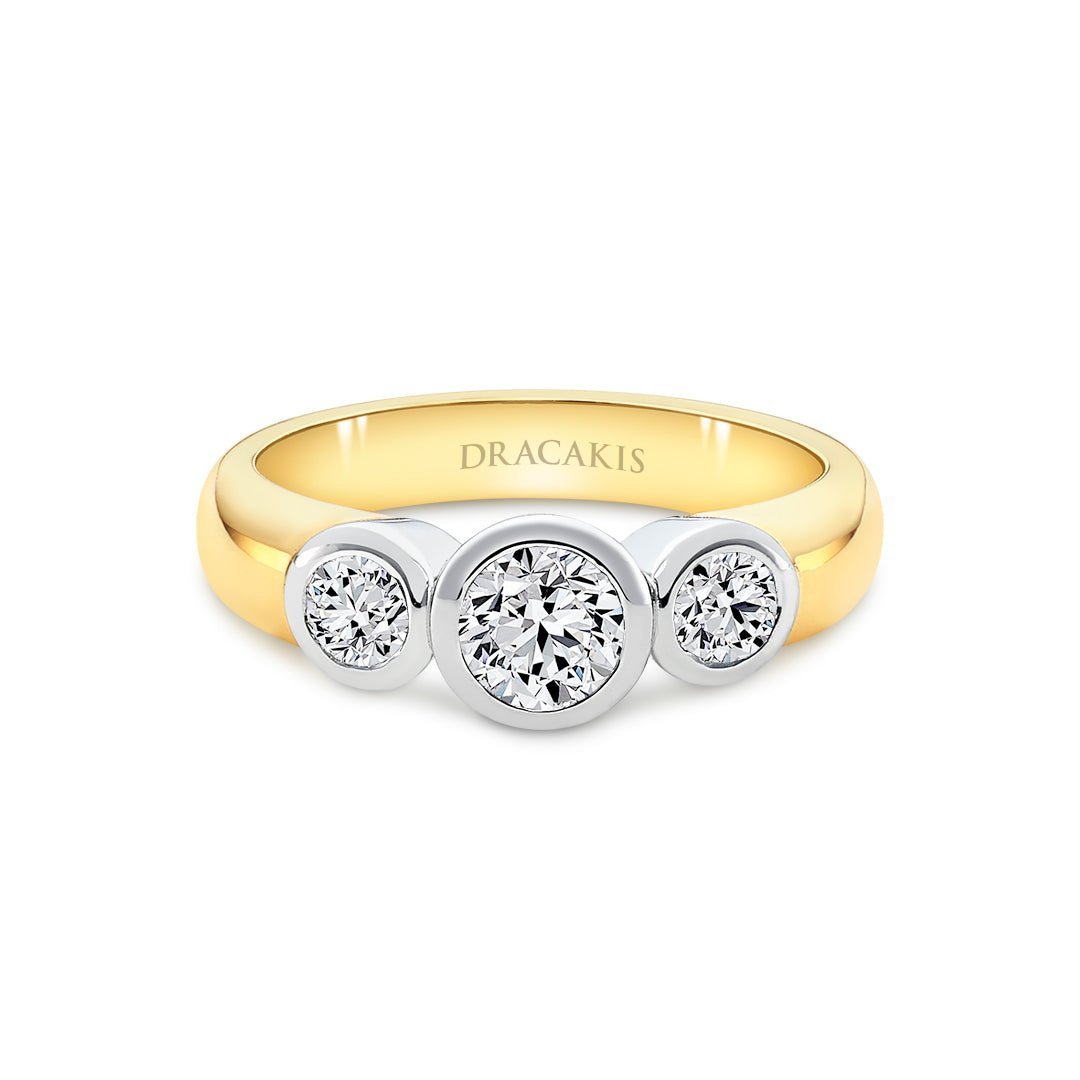 Round Brilliant Three Stone Engagement Ring Dracakis Jewellers