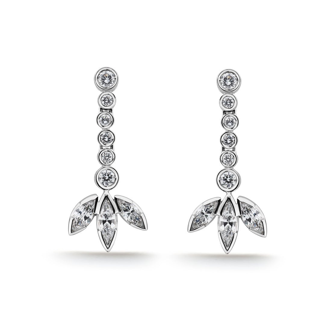 Brilliant & Marquise Cut Diamond Earrings - Dracakis Jewellers