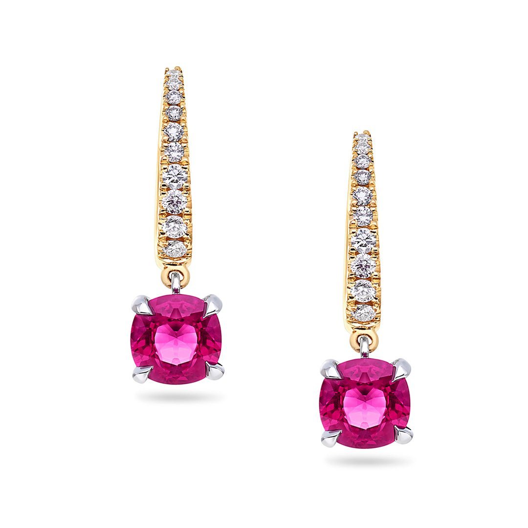 Ruby & Brilliant Cut Diamond Earrings - Dracakis Jewellers