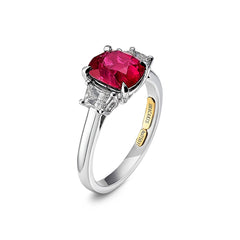 Ruby & Diamond Three Stone Ring - Dracakis Jewellers
