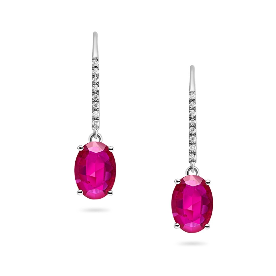 Ruby, White Gold & Diamond Earrings - Dracakis Jewellers