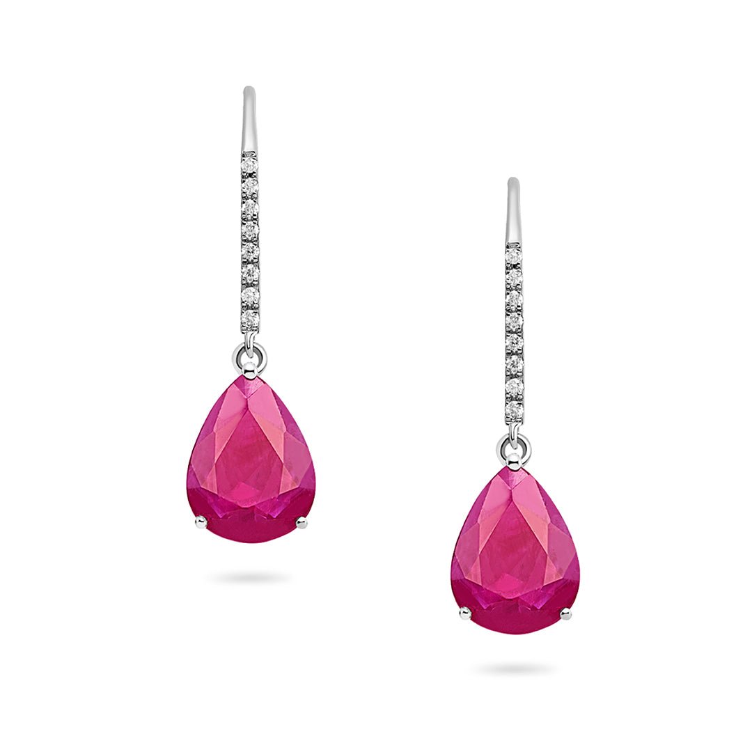 Ruby, White Gold & Diamond Earrings - Dracakis Jewellers