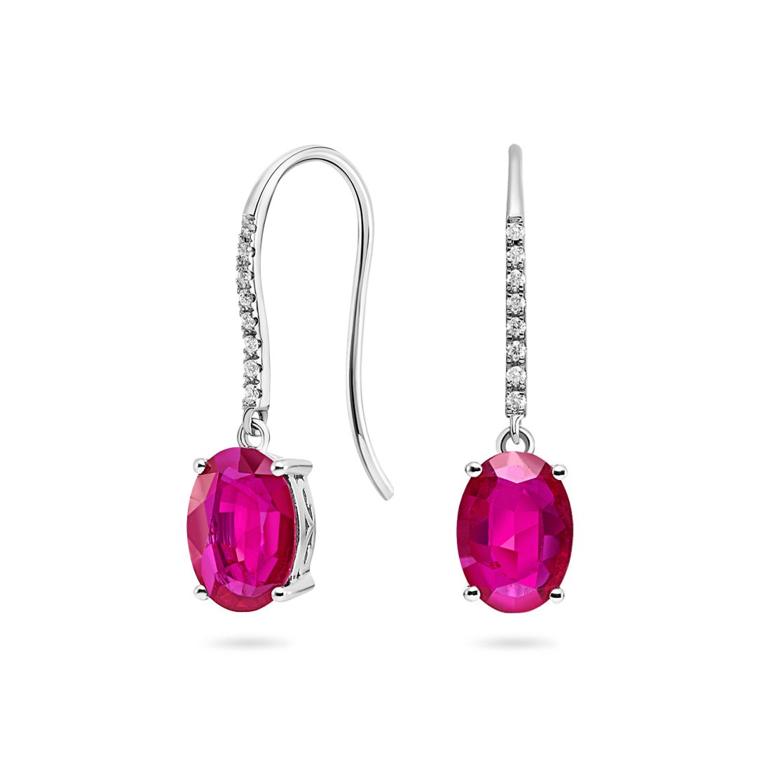 Ruby, White Gold & Diamond Earrings - Dracakis Jewellers