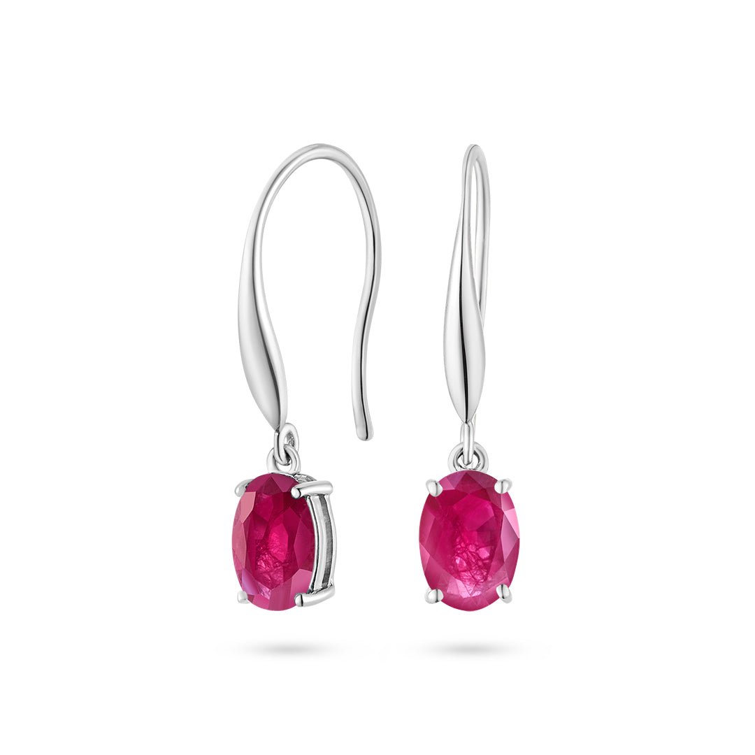 Ruby & White Gold Earrings - Dracakis Jewellers