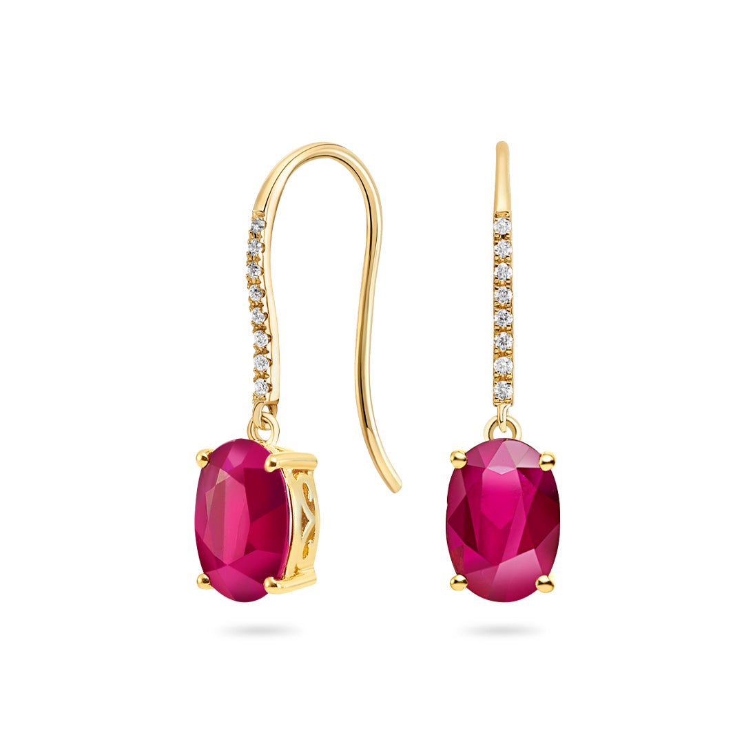 Ruby, Yellow Gold & Diamond Earrings - Dracakis Jewellers