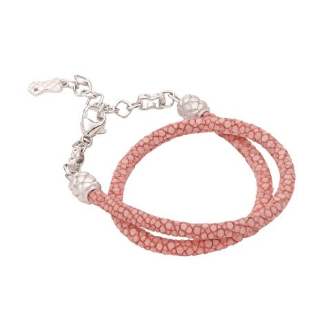 Silver & Pink Sringray Leather Bracelet - Dracakis Jewellers