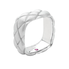 Silver & White Topaz Sculpted Cushion Shaped Ring - Dracakis Jewellers