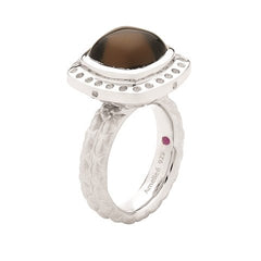 Smoky Quartz & White Topaz Dress Ring - Dracakis Jewellers