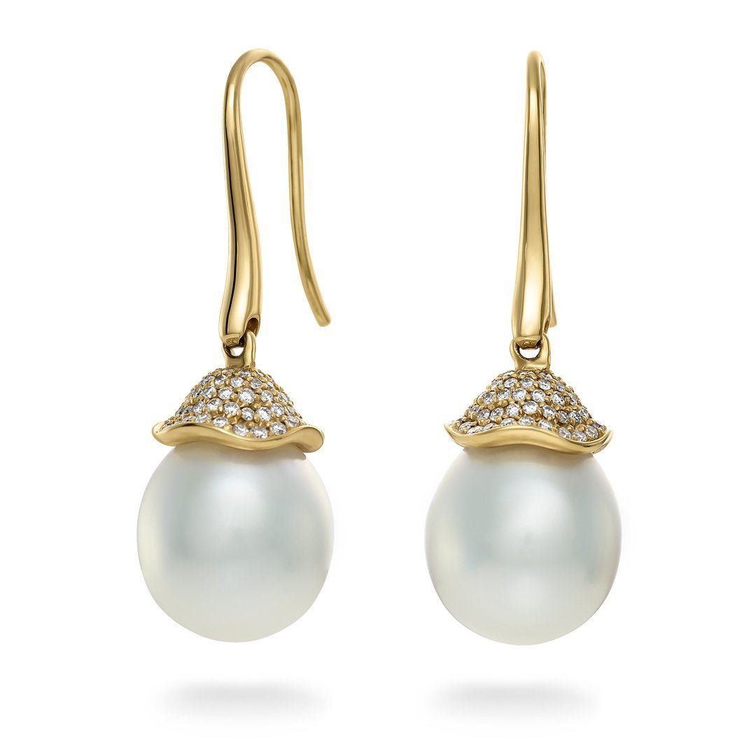 South Sea Pearl & Diamond Earrings - Dracakis Jewellers