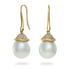 South Sea Pearl & Diamond Earrings - Dracakis Jewellers