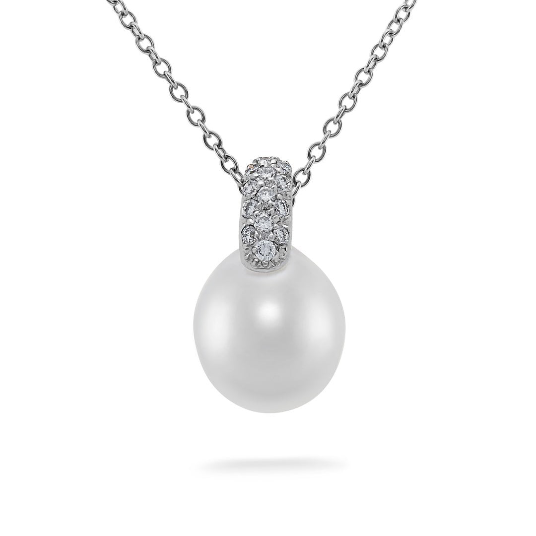South Sea Pearl & Pave Diamond Pendant - Dracakis Jewellers