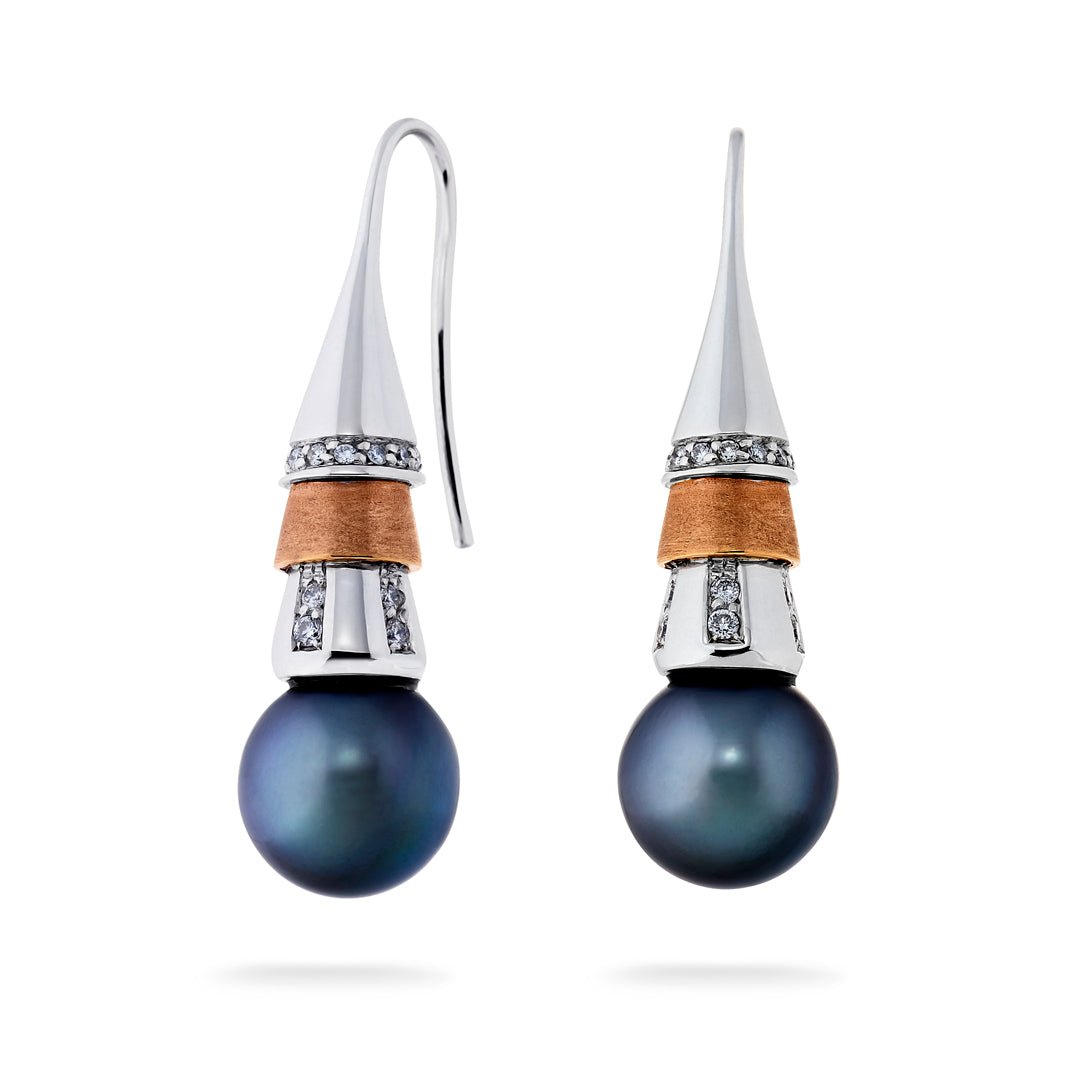 Tahitian Pearl & Diamond Earrings - Dracakis Jewellers