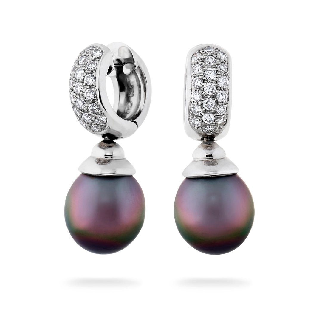 Tahitian Pearl & Diamond Earrings - Dracakis Jewellers
