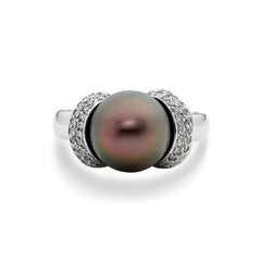 Tahitian Pearl & Pave Diamond Ring - Dracakis Jewellers