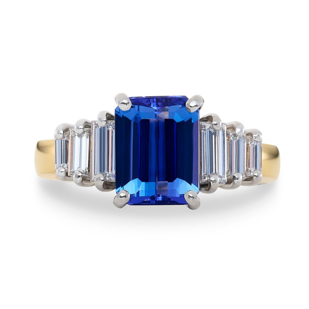Tanzanite & Baguette Cut Diamond Ring - Dracakis Jewellers