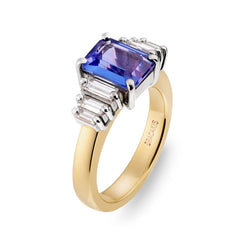 Tanzanite & Baguette Cut Diamond Ring - Dracakis Jewellers