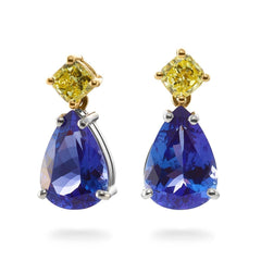 Tanzanite & Yellow Diamond Earrings - Dracakis Jewellers