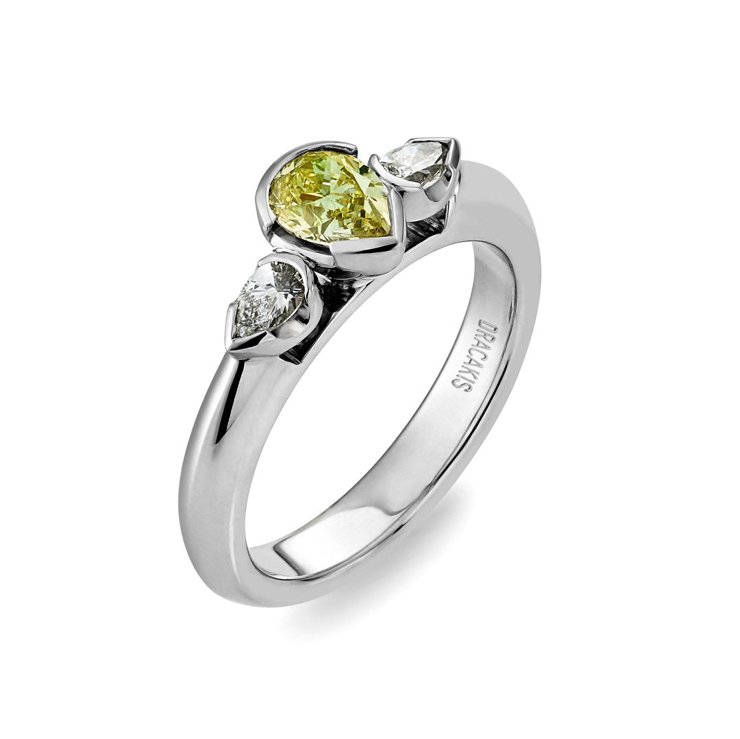 Three Stone Yellow Diamond Engagement Ring - Dracakis Jewellers
