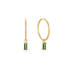 Tourmaline Drop Mini Hoop Earrings - Dracakis Jewellers