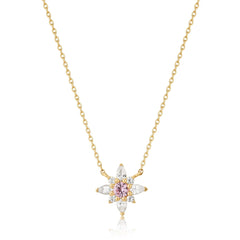 White and Pink Sapphire Flower Necklace - Dracakis Jewellers