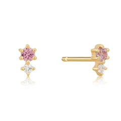 White and Pink Sapphire Stud Earrings - Dracakis Jewellers