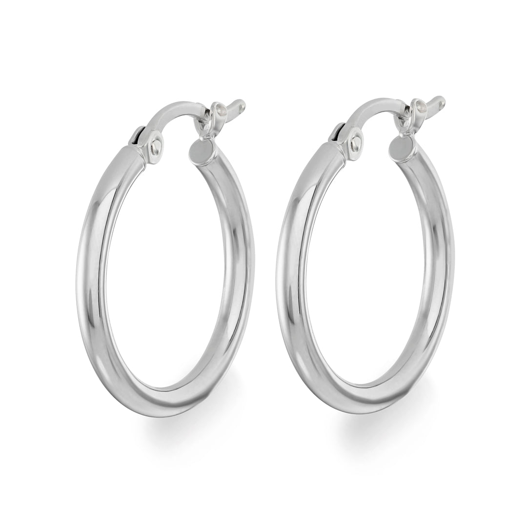 White Gold Classic Hoop Earrings - Dracakis Jewellers