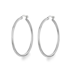White Gold Classic Hoop Earrings - Dracakis Jewellers