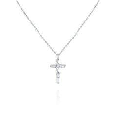White Gold & Diamond Cross Necklace - Dracakis Jewellers