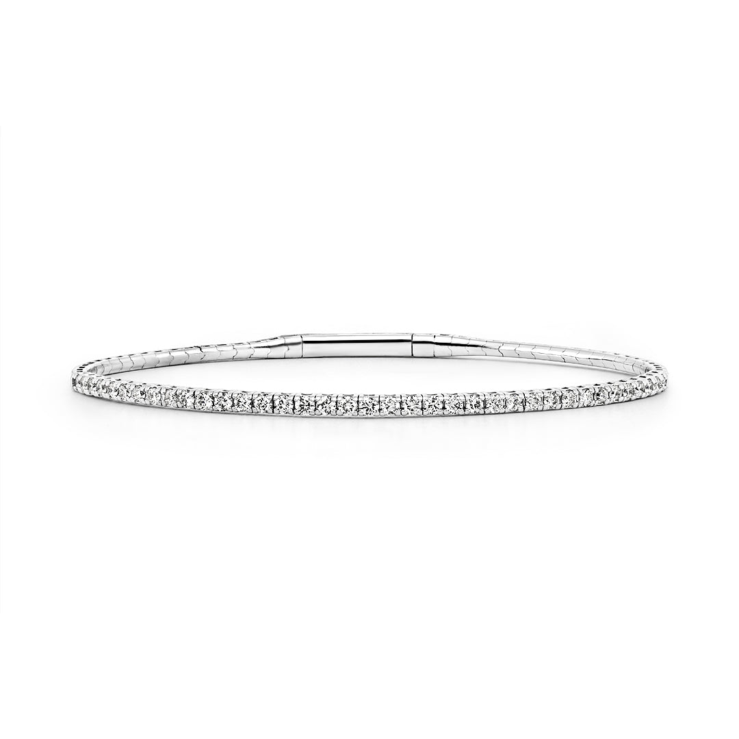 White Gold & Diamond Flexi-Bangle (1.00ct) - Dracakis Jewellers