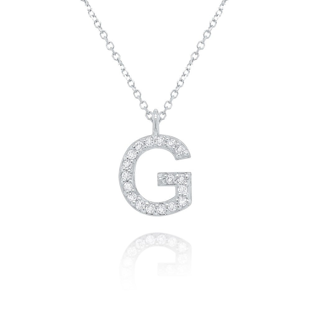 White Gold & Diamond Initial Necklace - Dracakis Jewellers