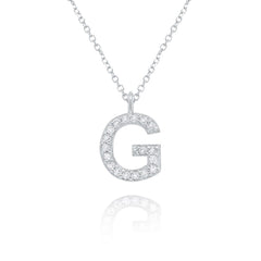 White Gold & Diamond Initial Necklace - Dracakis Jewellers