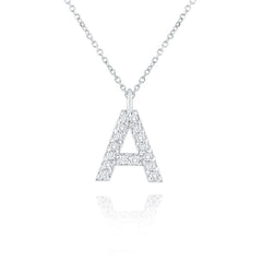 White Gold & Diamond Initial Necklace - Dracakis Jewellers