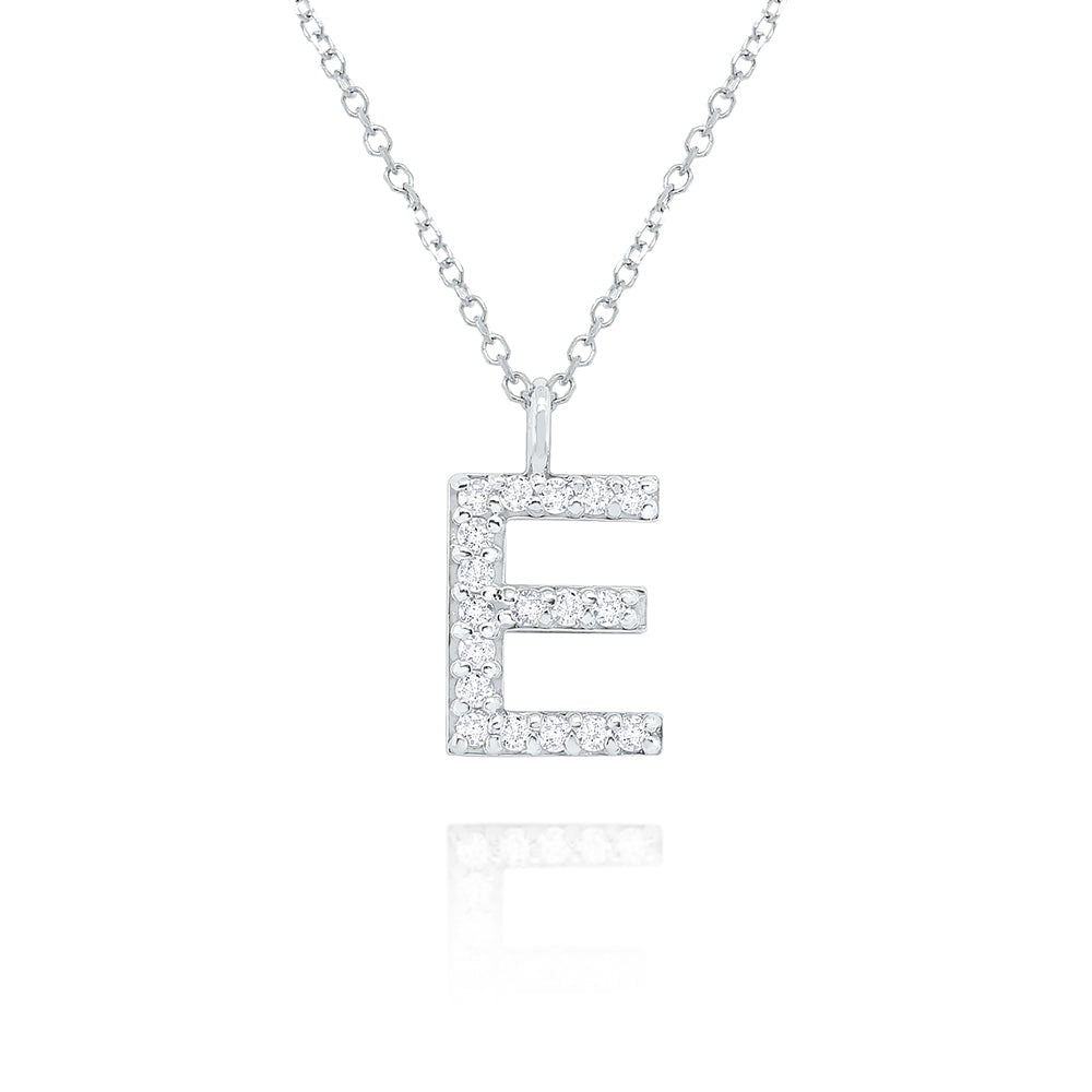 White Gold & Diamond Initial Necklace - Dracakis Jewellers