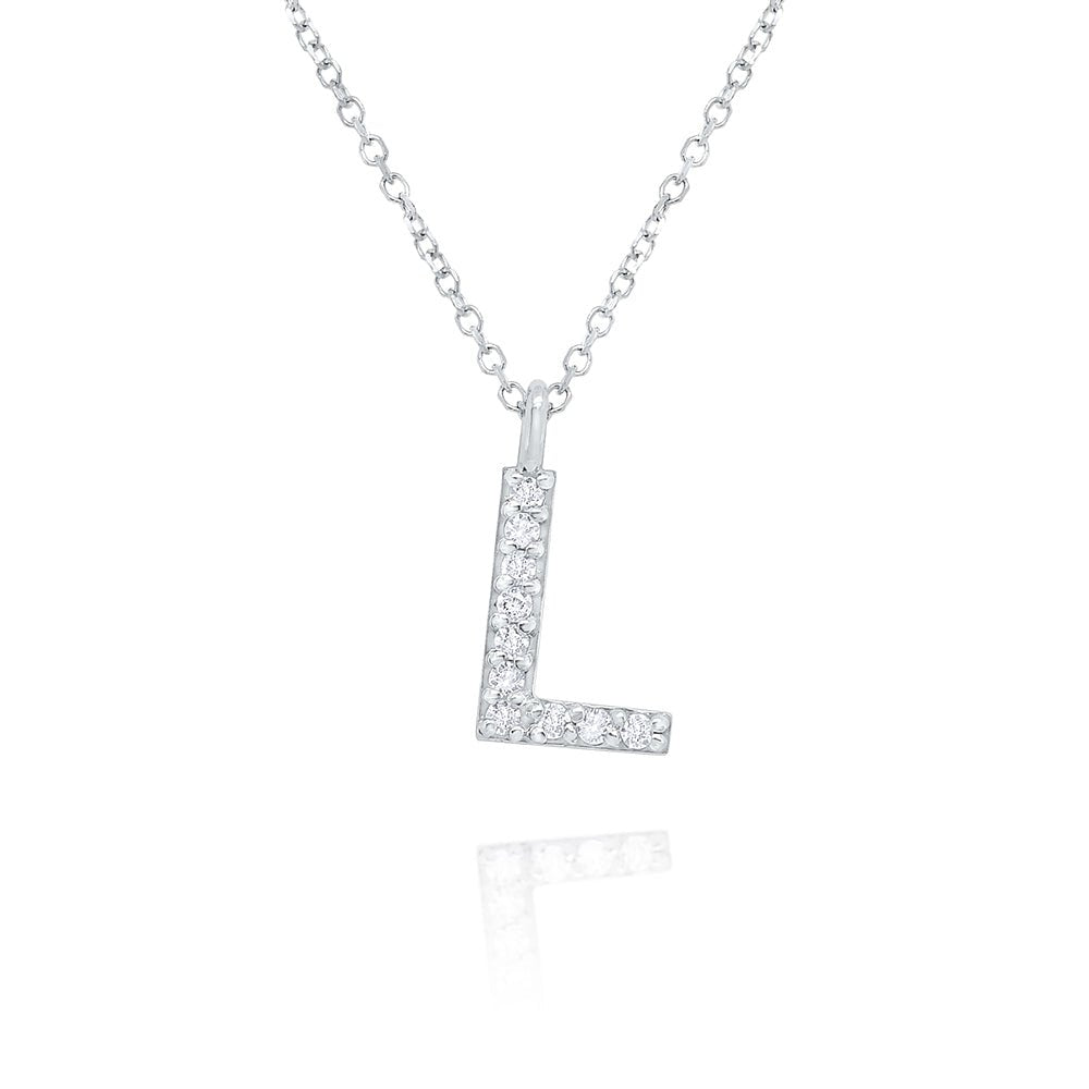 White Gold & Diamond Initial Necklace - Dracakis Jewellers