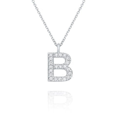 White Gold & Diamond Initial Necklace - Dracakis Jewellers