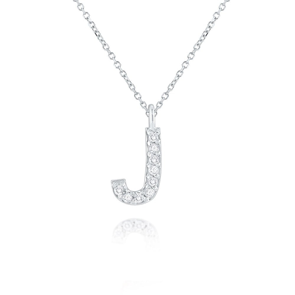 White Gold & Diamond Initial Necklace - Dracakis Jewellers