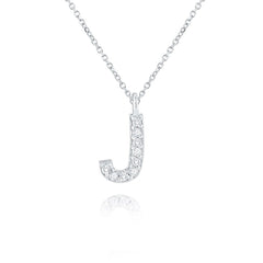 White Gold & Diamond Initial Necklace - Dracakis Jewellers