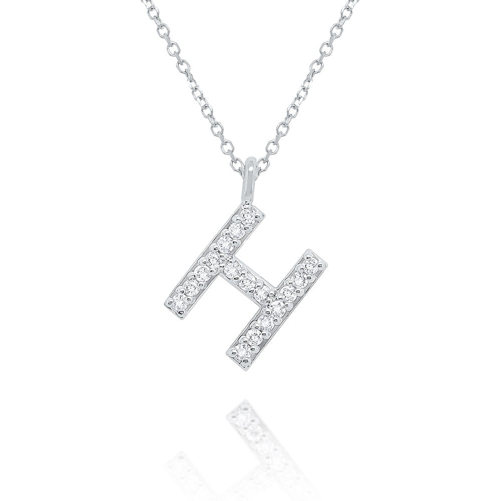 White Gold & Diamond Initial Necklace - Dracakis Jewellers