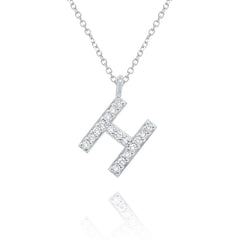 White Gold & Diamond Initial Necklace - Dracakis Jewellers