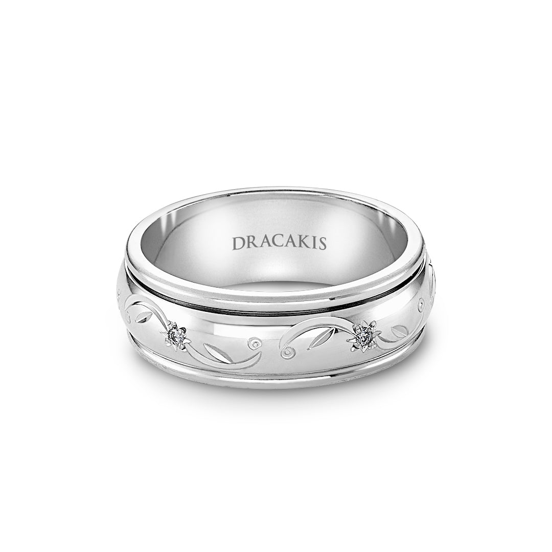 White Gold & Diamond Mens Wedding Ring - Dracakis Jewellers