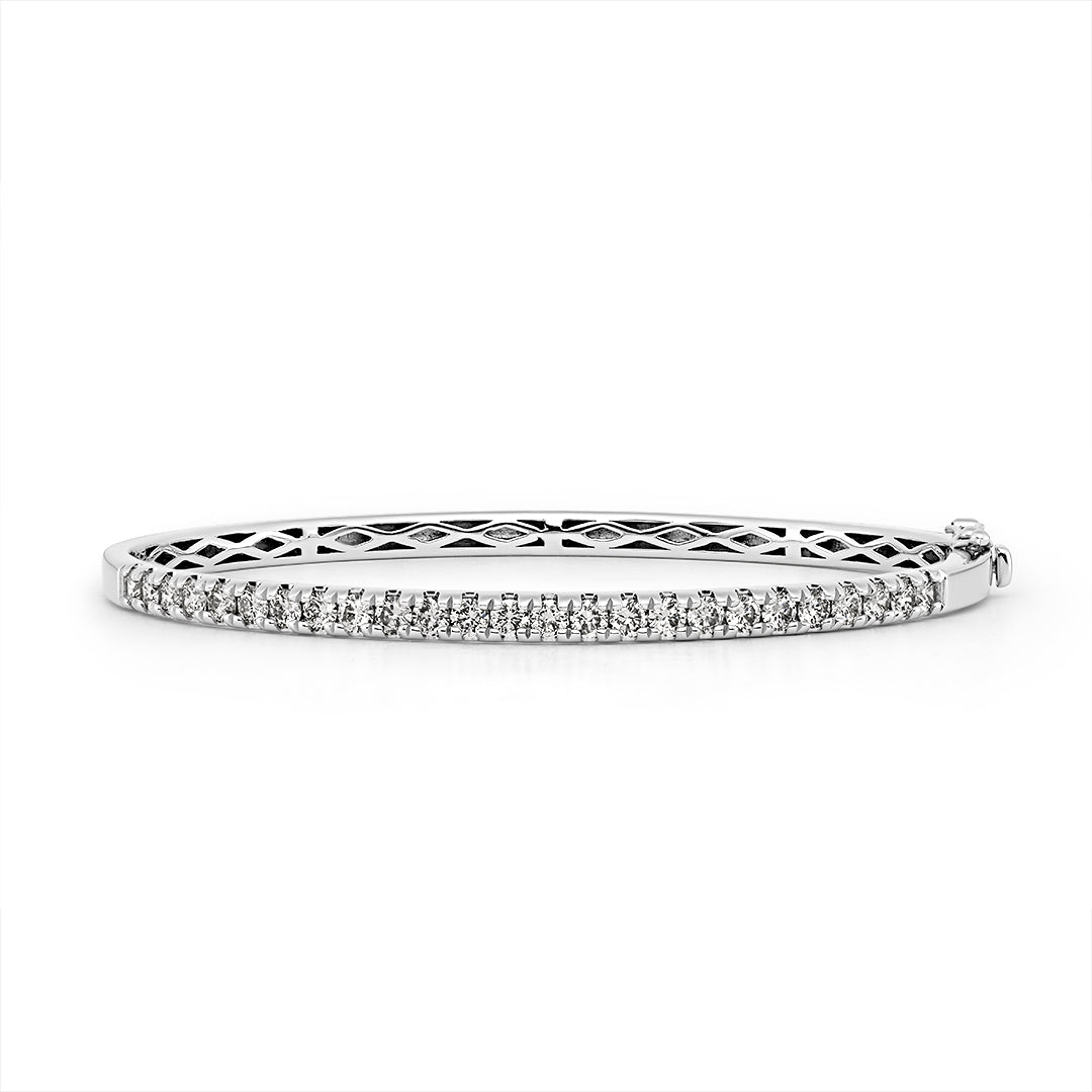 White Gold & Pave Diamond Bangle - Dracakis Jewellers