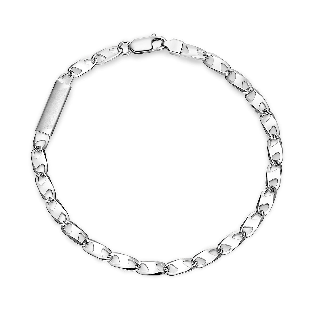 White Gold Solid Fisheye Link Bracelet - Dracakis Jewellers